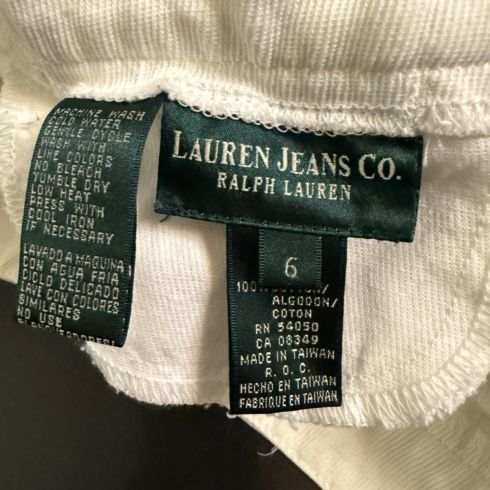 Lauren Ralph Lauren White Sailor Pants Wide Leg Button Front Lace Up Back Size 6 - Picture 8 of 8